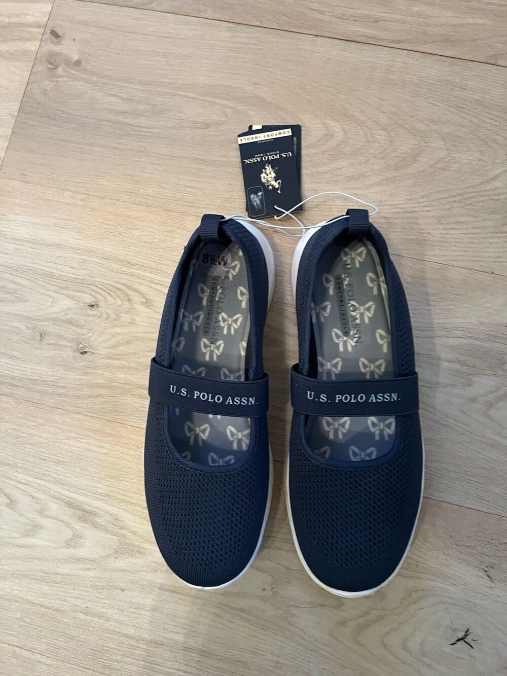US Polo Association Women's Casual Flat Shoes /Sneakers Navy Blue Size 8.5 W